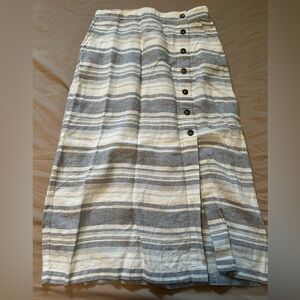 Cynthia Rowley blue and white linen midi skirt Large